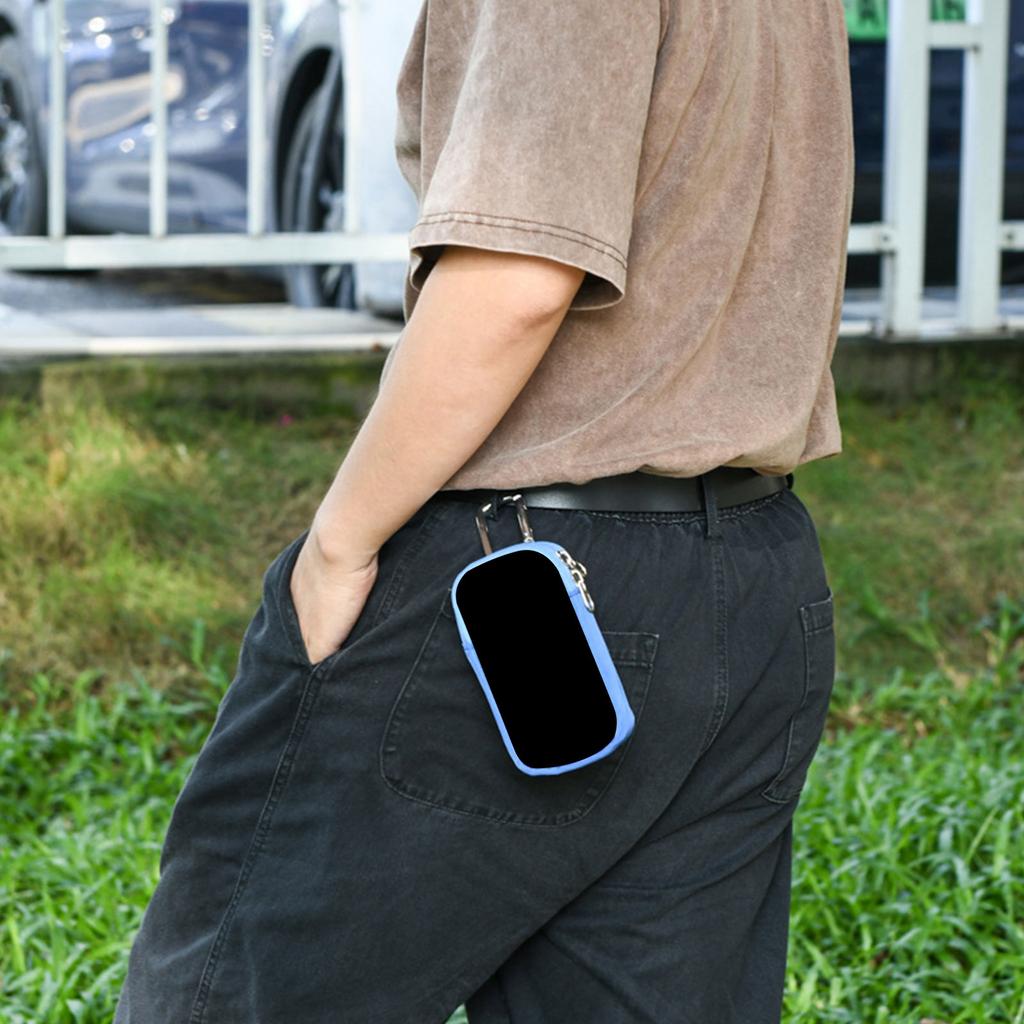 Geantă portabilă de depozitare MP3/MP4 cu carabinier Geam transparent convenabil Geanta de transport de călătorie Husă organizatoare anti-loc