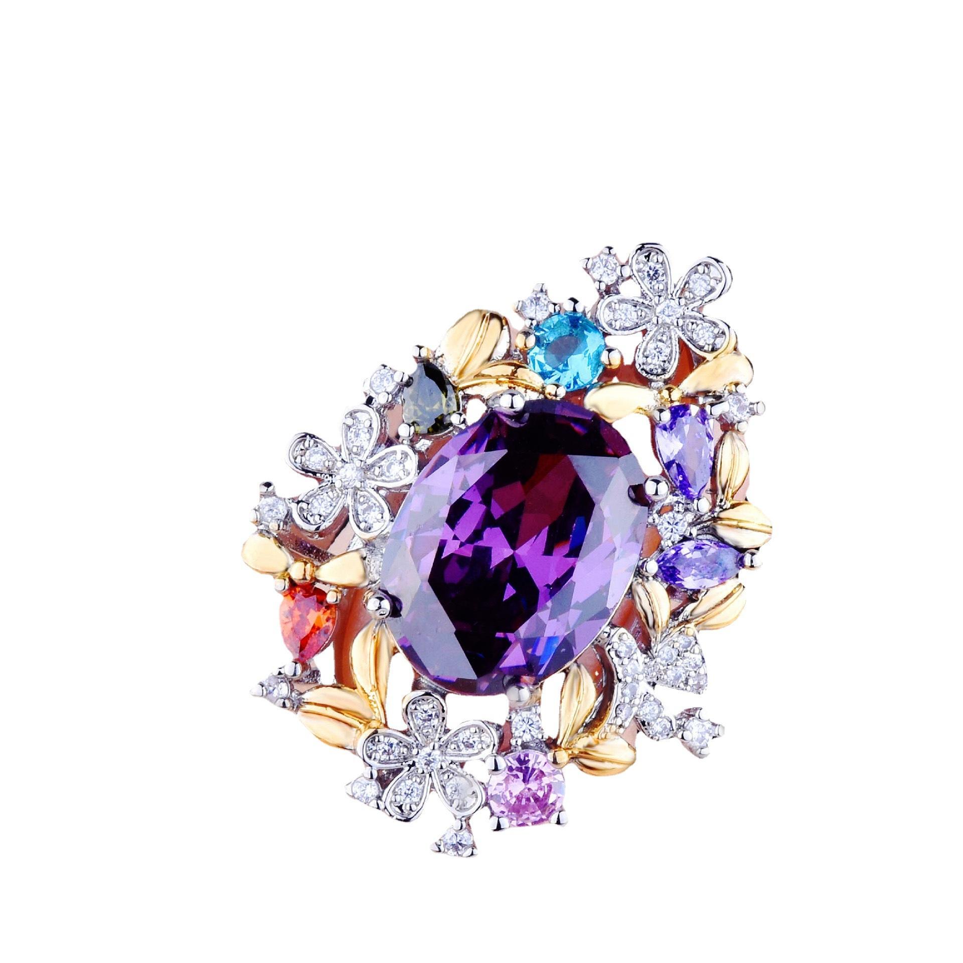 

Подвеска Secret Garden из итальянского двухцветного золота, роскошное кольцо с аметистом, полное бриллиантов, яркие серьги-цветы