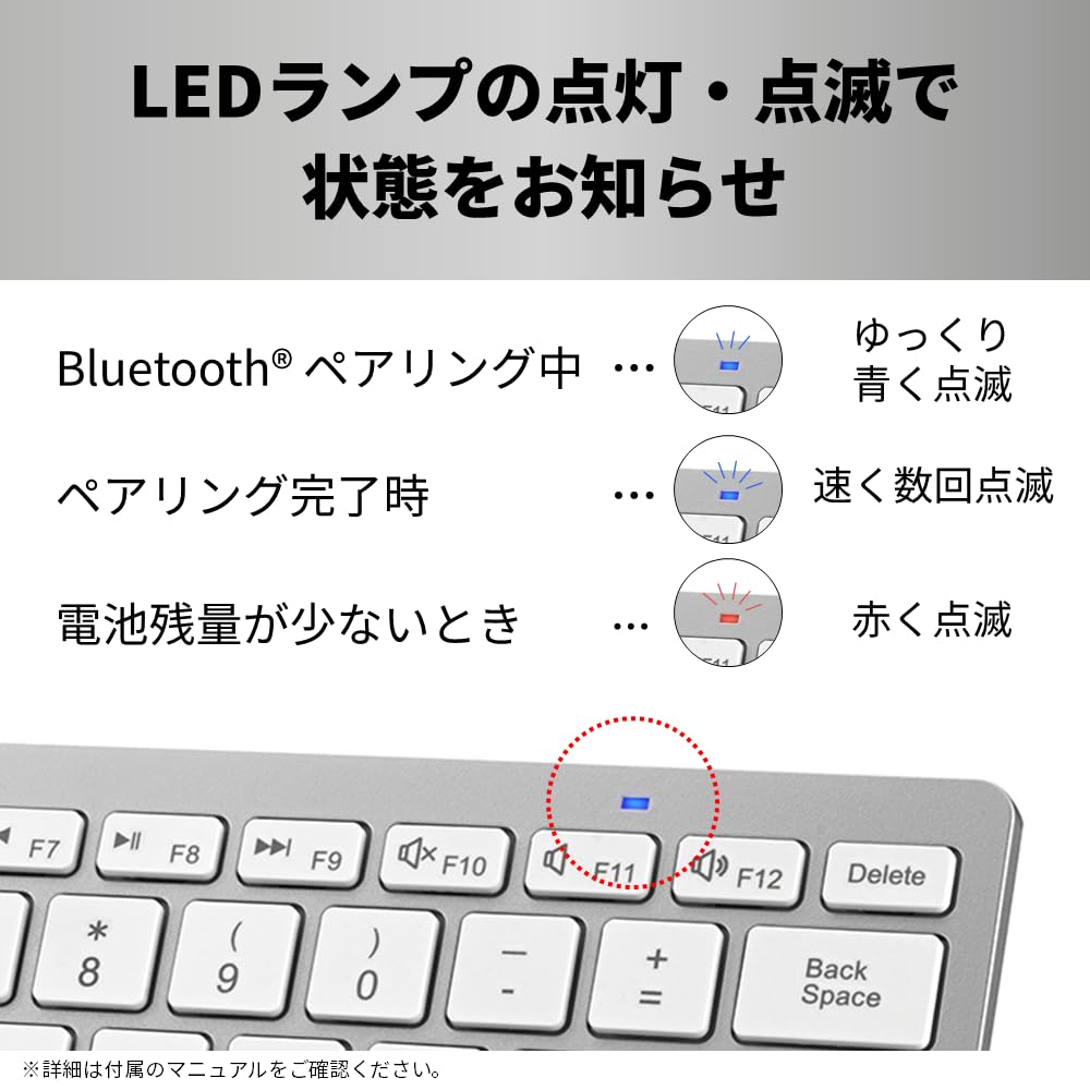 Buffalo Compatible Compact Keyboard Compatible Remote Telework Home US Layout Silver BSKBB335SV Bluetooth5.0 PC/Windows/Mac/iPhone16