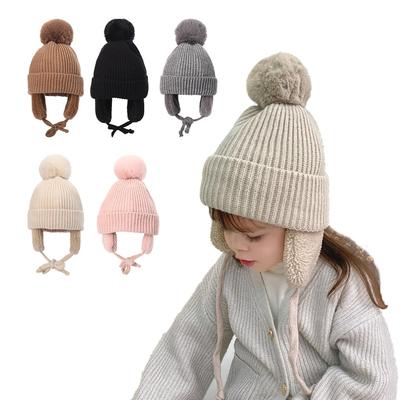 YCharu Knit Hat for and Babies with Perfect for Elementary School Stylish Winter Hat with Boa and Pompom and Cute Kids, Girls, Earmuffs, Students,