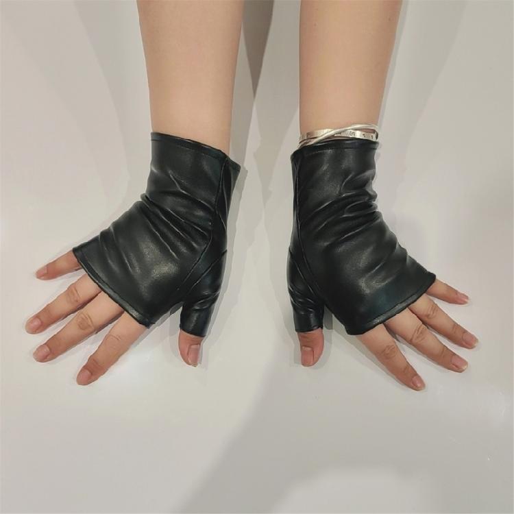 Lightweight Fingerless Gloves Punk Edge Decor Breathable Fabric For Extended Outdoor Use