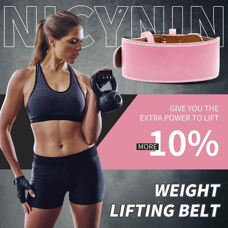 Leather Fitness Weight Lifting Belt For Women With Padded Lumbar Support For Power Lifting Workout & Squats Exercise