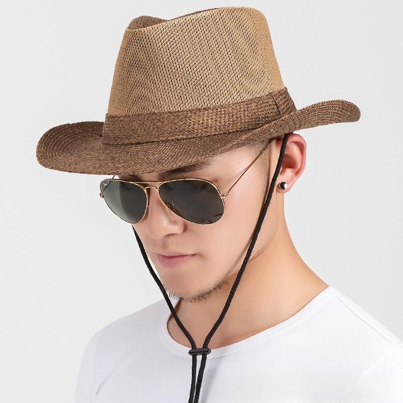 Casual Summer Sun Hat For Men With Wide Brim And Breathable Straw Material For Outdoor Fishing And Sun Protection