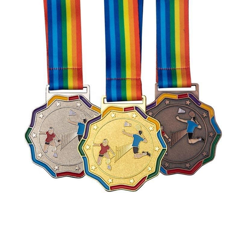 Metal Badminton Medals Custom Medals Gold Silver Bronze Competition Medals 65mm коричневый