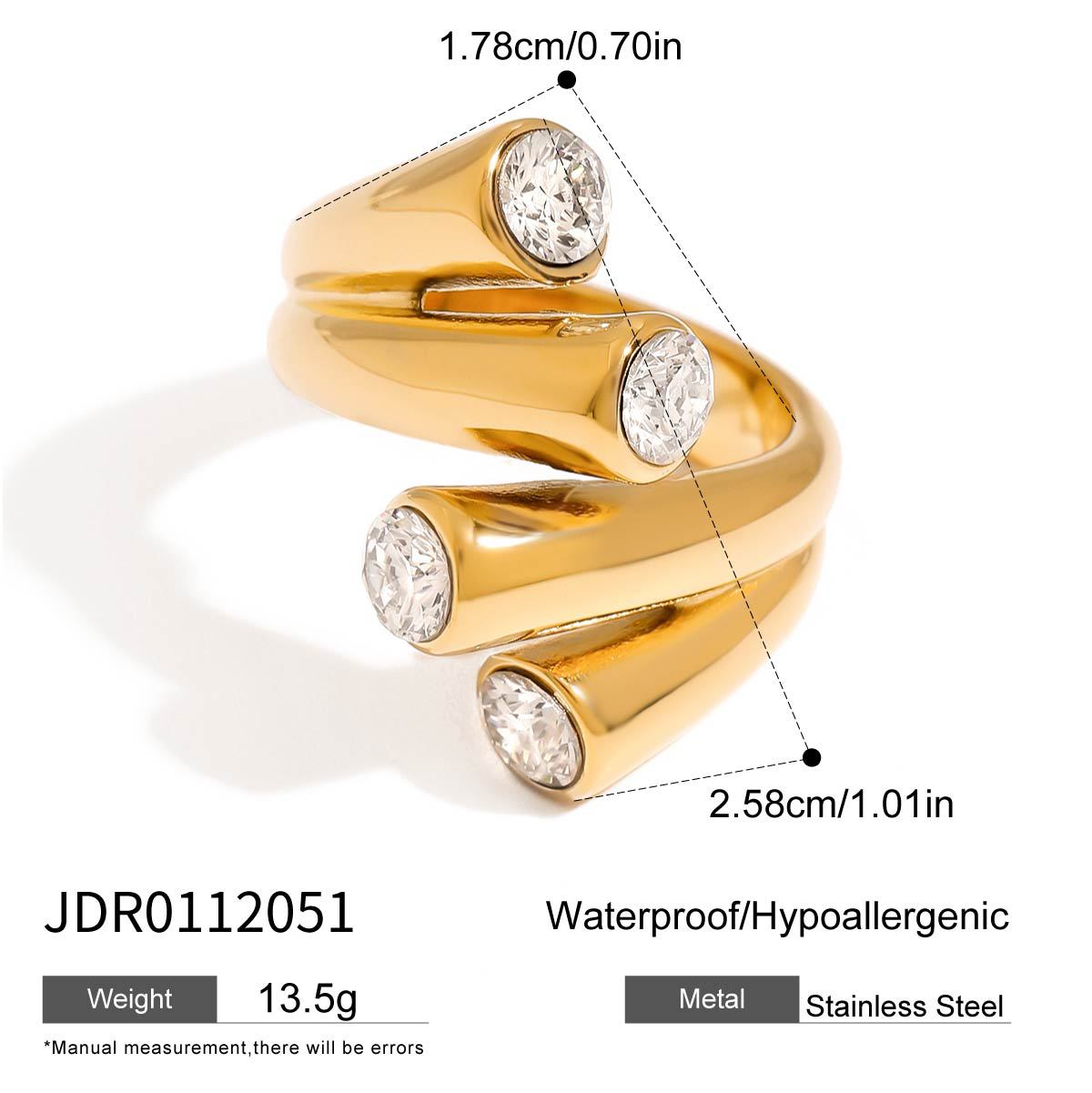 Jiedin European and American stainless steel zircon ring titanium steel does not fade jewelry niche design ring jewelry ring