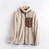 Autumn and Winter Women's Outerwear with Contrasting Fabric, Fine Edge Decoration, Zipper Cardigan, Casual Plush Jacket