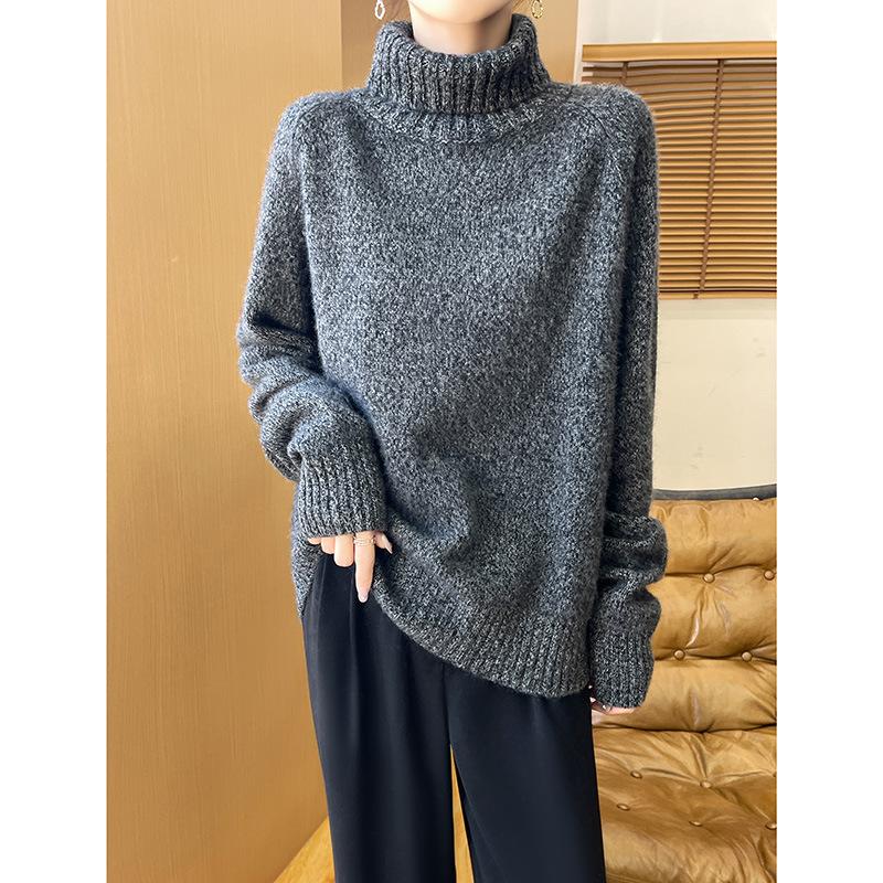 Autumn And Winter New Wool Sweater Women'S Turtleneck Loose Five-Needle Wool Thickened Knitted Sweater Bottoming Shirt Top