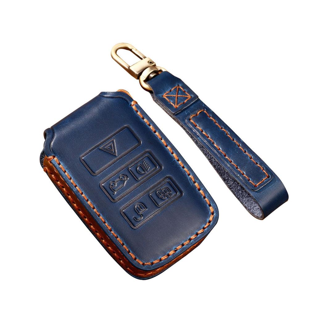 Top Grain Leather Key Case for Range Rover Discovery Defender with Leather Strap, Anti-Scratch Full Protection