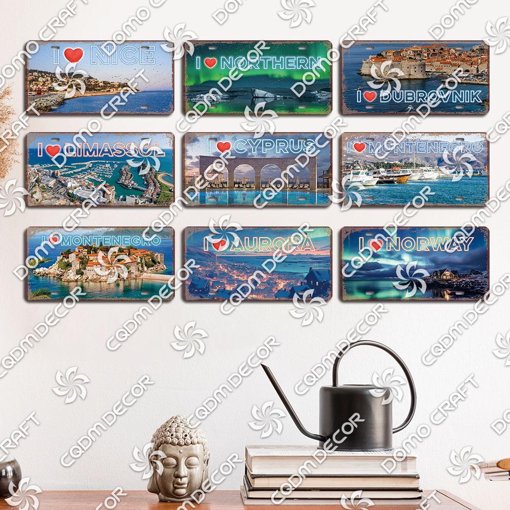 National Tourist City Plaques Metal Plate London Hawaii Venice Retro Metal Tin Signs Wall Decor Garage Car Club Living Room Home