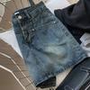 Classic Versatile Youthful Half Skirt High Waist Split Pockets Design Sense Package Hip A-line Retro Skirt Ladies Summer Fashion Denim Short Skirt