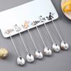 Cute Paintings Cat 304 Stainless Steel Spoon Hollow For Coffee Tea Dessert Spoon Kitchen Tableware Gifts For Students Children