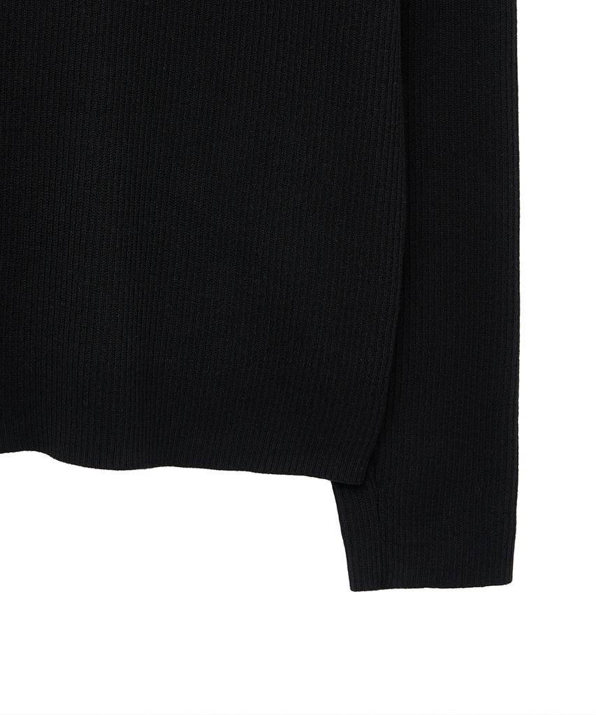 NOIRER Ribbed Zip-Up Knit (Black)