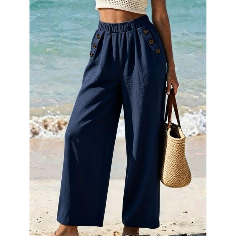 JPNTKY Women's Fashion Casual Solid Color Print Pants & Capris