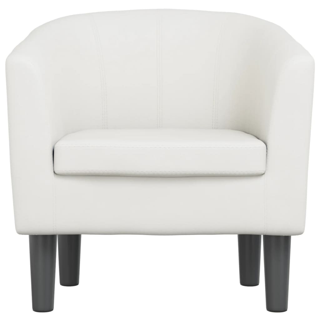 Club Chair White Faux Leather