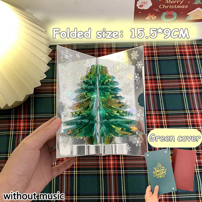 Tarjeta navideña emergente 3D con música, tarjeta de felicitación navideña, tarjetas de invitación con bendición manuscrita, regalos de Acción de Gracias