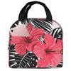 Red Hibiscus Large Insulated Lunch Bag Blue Tropical Leaves Hawaii Floral Lunch Box for Boys Girls Men Women Work Shcool Picnic