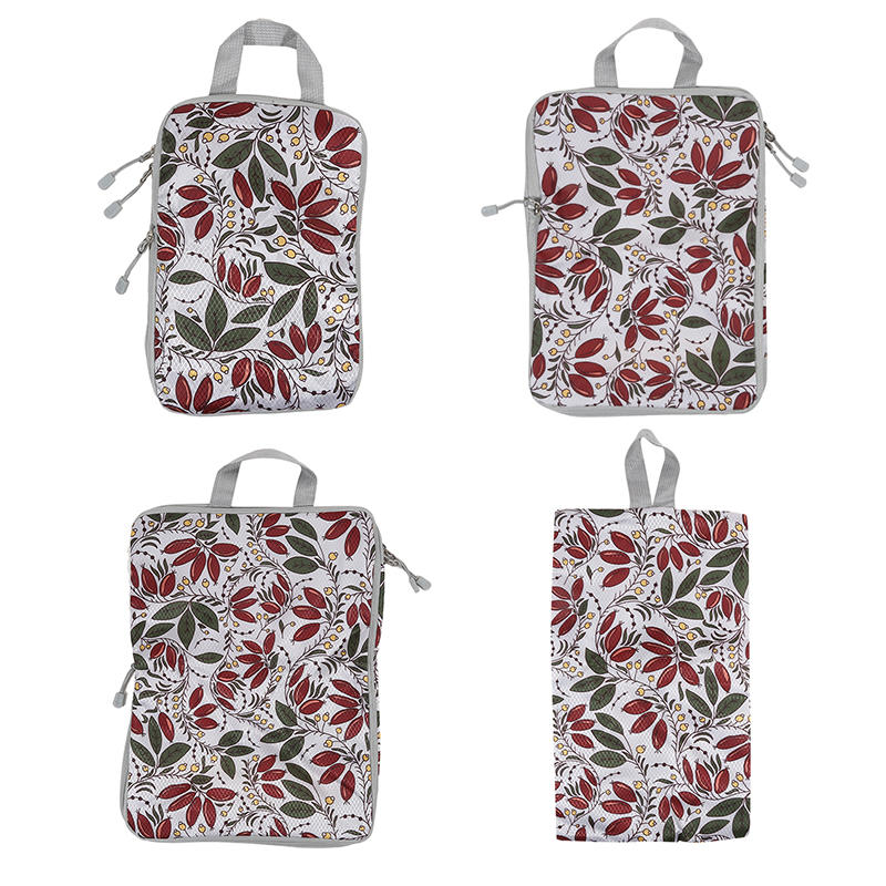 4Pcs/set Creative Printed Compression Packing Cubes Organizer Set Lightweight Travel Suitcase Clothes Storage Bags