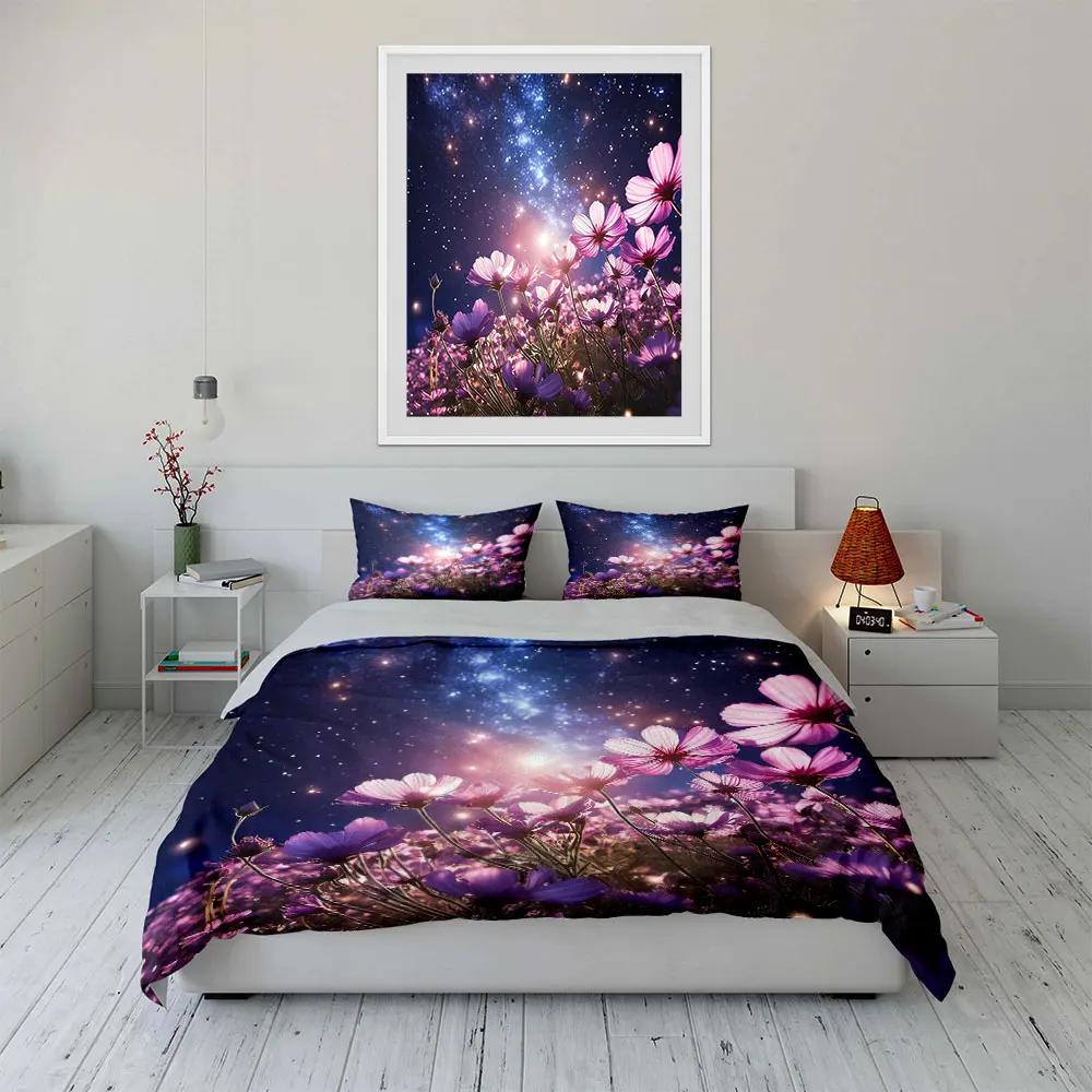 "Flower Galaxy Dream Set" Soft Comfortable Duvet Cover Bedding Set Included 1*Duvet Cover & 2*Pillowcases, gift