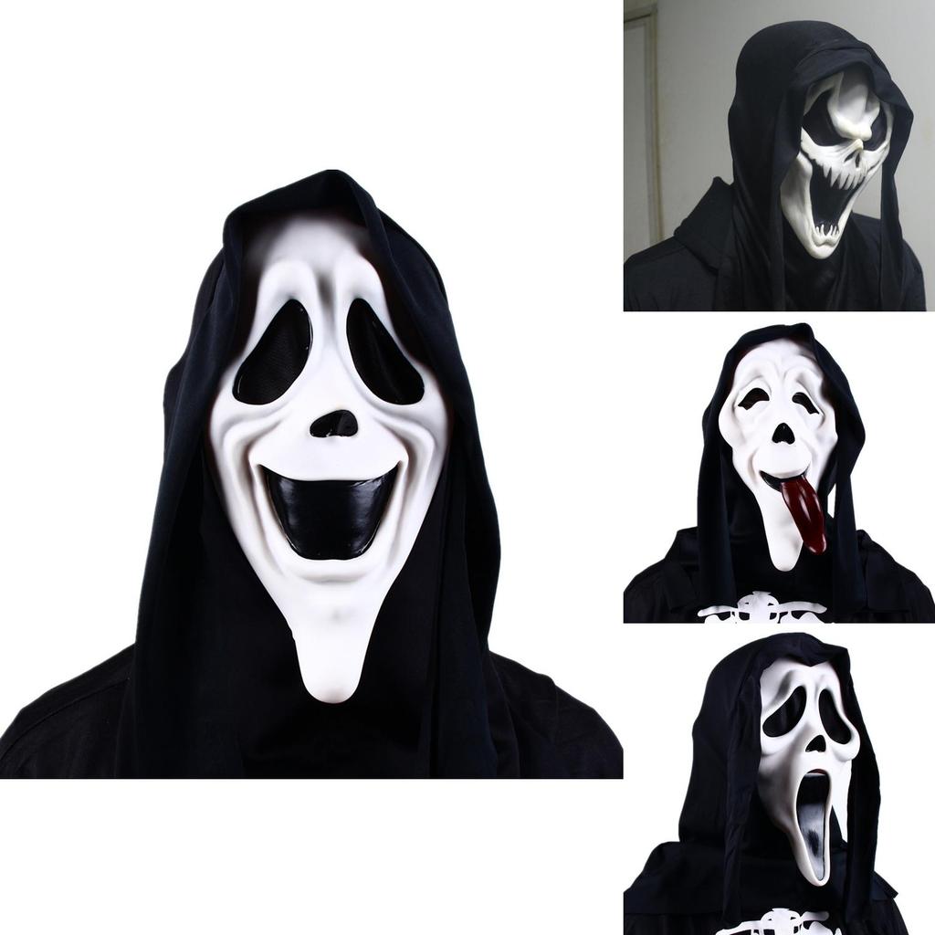 Set Costume Viso da Fantasma per Adulti per Festa di Halloween Materiale di Qualità e Design Unico!