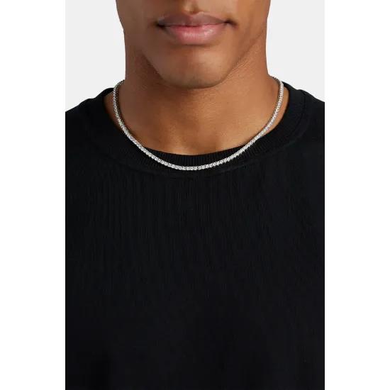 Micro Tennis Kette in Weißgold 3mm Geschenk für Männer