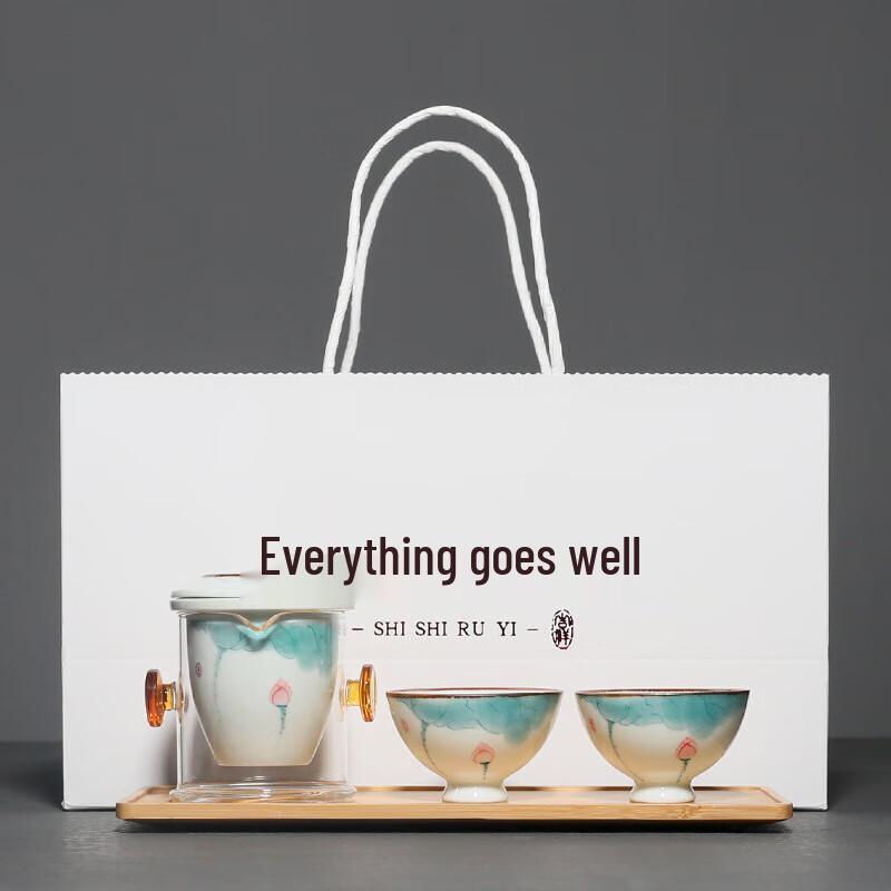 Pabei Hand-Painted Lotus Gongfu Tea Set