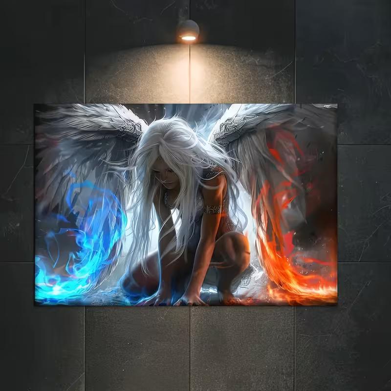 

2D Fire and Ice Angel Tapestry Wall Hanging Living Room & Bedroom Decor 47.2x31.5inch/120*80cm