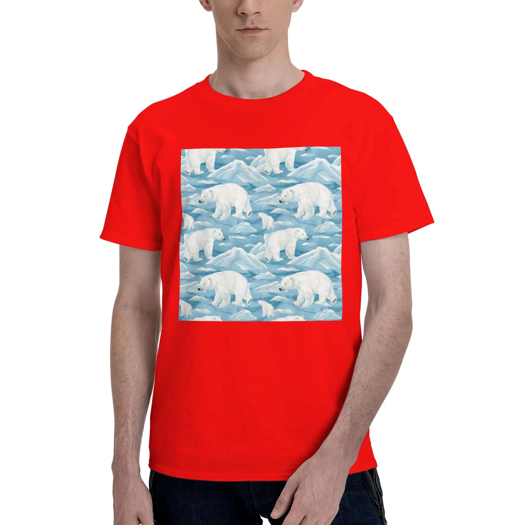 Polar bear mother and cub Men TShirt Oversized T Shirts Mens ONeck Cotton Tees Short Summer Male S