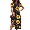 Women's Summer  Casual Floral Print  Round Neck Midi Dress Basic Classic Outdoor Everyday Short Sleeve Loose Dress