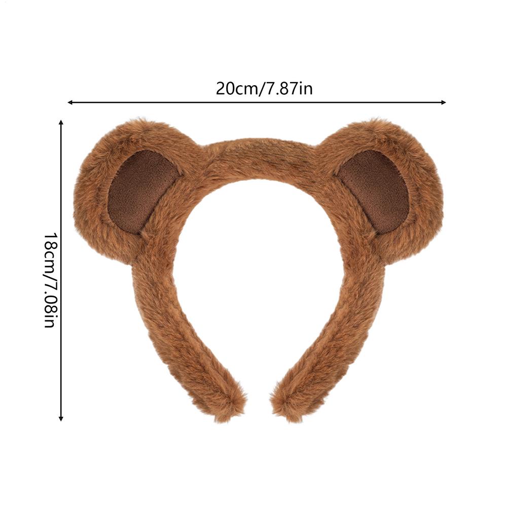 

Headband Cute Bear Ears Plush Hairband Women Girls Wash Face Lovely Animal Headbands Cosplay Hoops Band Hair Accessories темный кофе