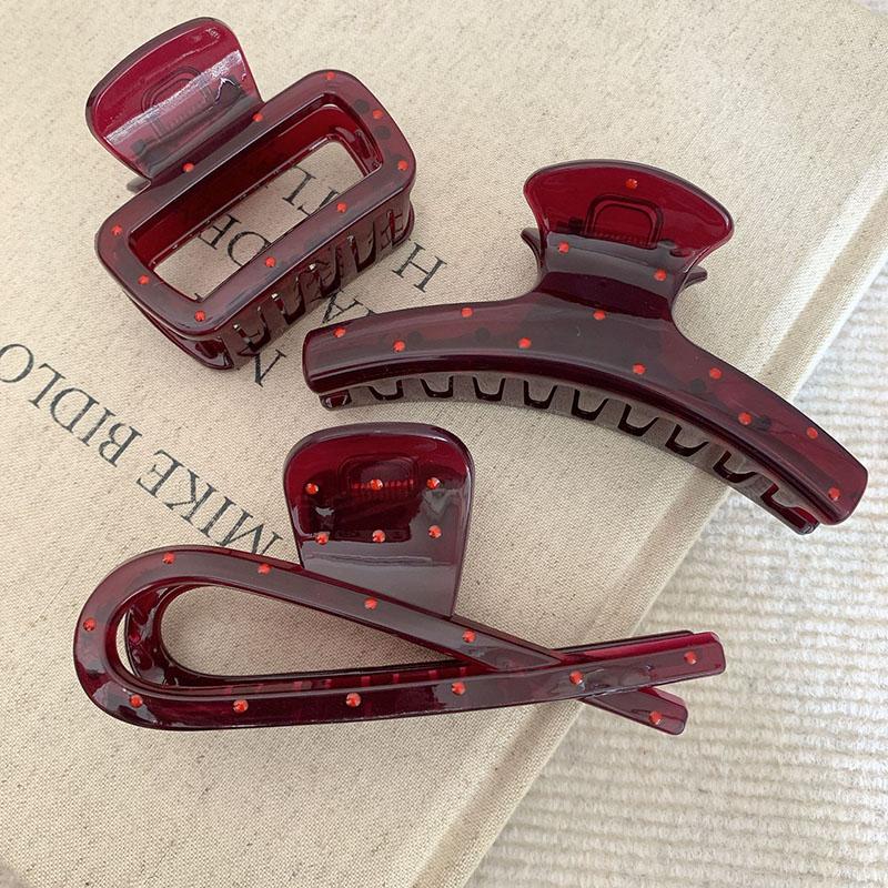 Vintage Zarte Geometrische Ausgehöhlte Gepunktete Fuchsienfarbene Haarklammer Schlichte Mode PVC Große Haarklammer Haaraccessoires