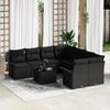 VidaXL 9-Piece Garden Sofa Set with Cushions Black Poly Rattan 3345303