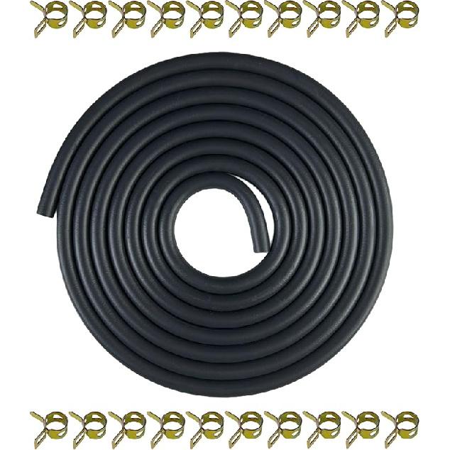 YAMAKATO 10 Feet 1/4 Inch ID Fuel Line Hose For Kawasaki Kohler Briggs & Stratton Small Gas Diesel Powersports Engines And Generators W/ 20 Clamp