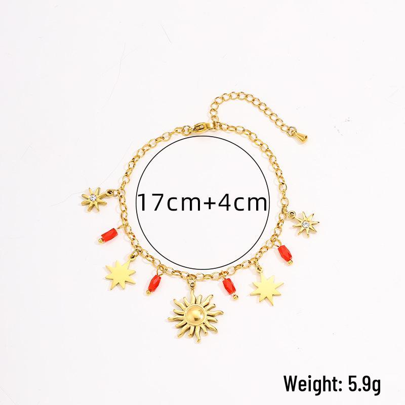 Stainless Steel Bracelet with 18K Gold-Plated Fruit Pendants and European Pastoral Charm