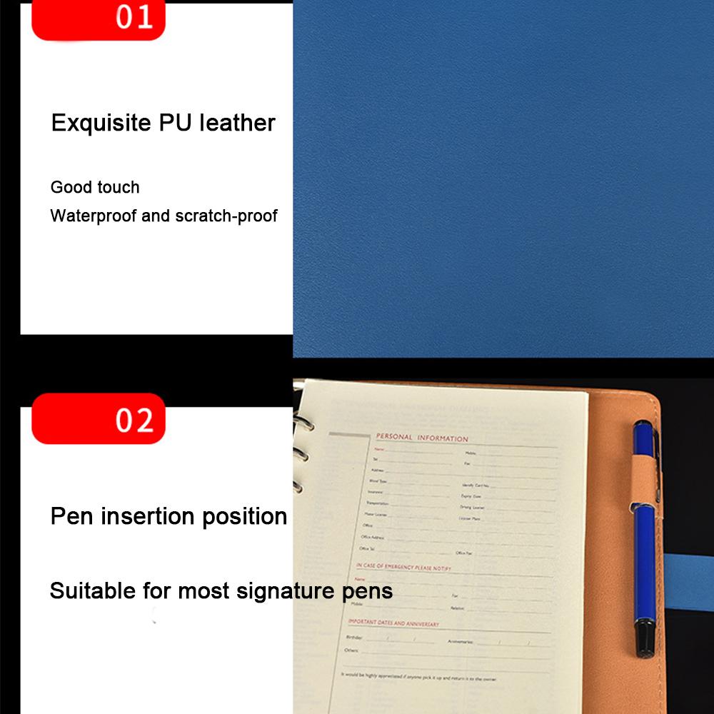 (Logo can be engraved) A5 buckle leather student subject notebook, business loose-leaf notebook, office meeting minutes, thickened diary, travel log