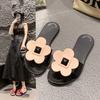 Fashion versatile flower one-word cool slippers beach beach flat bottom comfortable casual cool slippers 2025 summer and autumn new