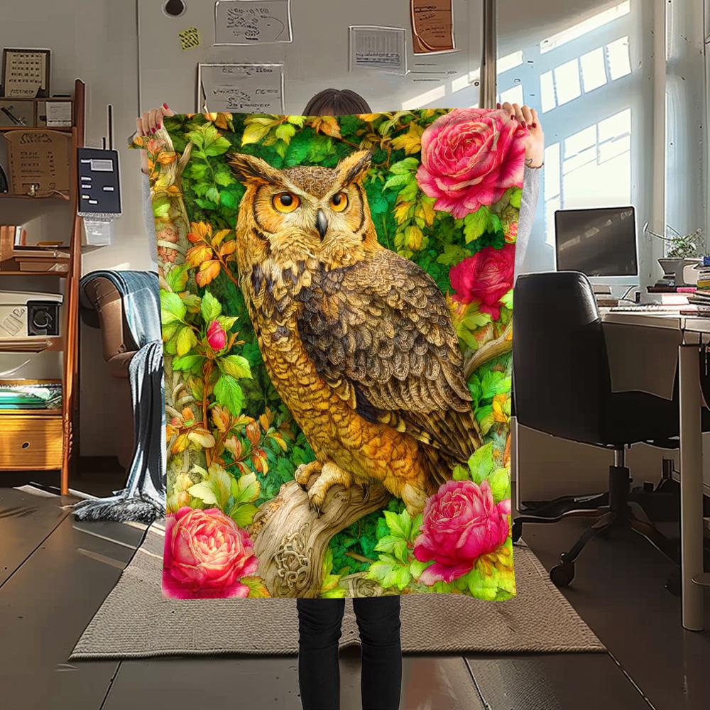 

1PC Rosy Stained Sentinel Print Flannel Blanket, High quality Comfortable for All Seasons, Home Decor, Warmth and Comfort 80cm x 120cm