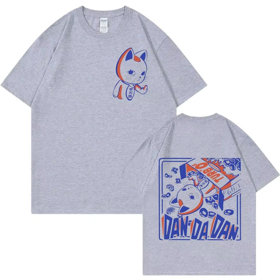 Funny Anime Dandadan Turbo Granny Cat Graphic T-Shirt Fashion Cartoon Oversized Men Women Vintage Casual Cotton T-Shirts