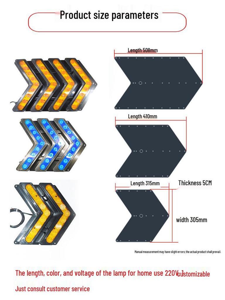 Luminous Arrow Traffic Sign for Karting Tracks, Parking Lots, and Garages