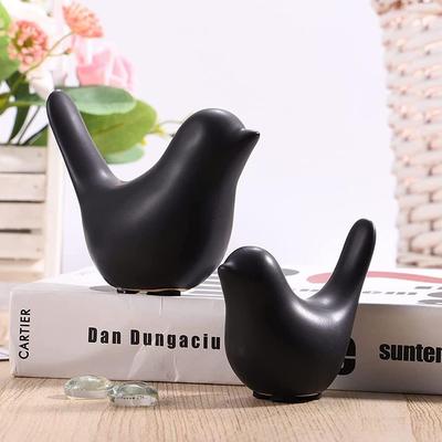 Statuette opache di uccelli neri creativi Accessori per decorazioni per la casa (Confezione da 2, Nero)