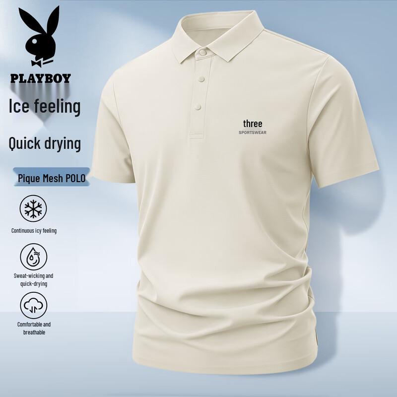 PLAYBOY Men s Ice-Feel Breathable Polo T-Shirt M (170)