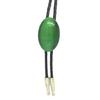 Unisex Western Vintage Cats Eye Green Stone Pendant Bolo Tie Braided Leather Rope Necktie Necklace Jewelry Neckwear