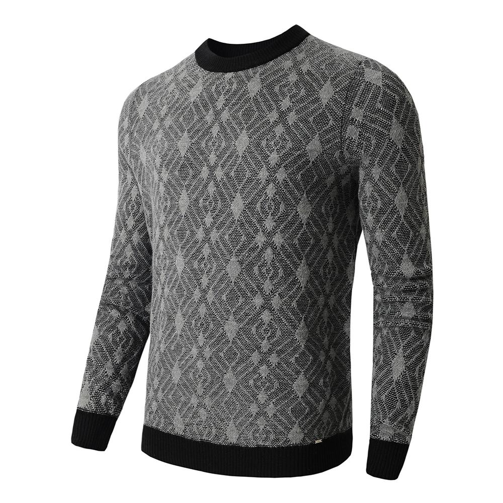 Jersey de manga larga con cuello redondo y diamantes vintage para hombre