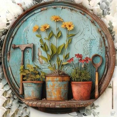 1 pièce Plaque en étain Métal Art Mural Rétro Décor de Jardin Vintage
