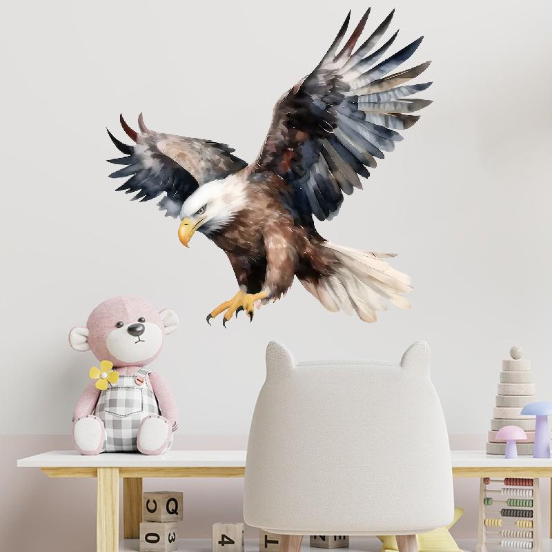 Eagle Wall Stickers for Kids Room Self-Adhesive Bald Eagle Decals for Bedroom Kindergarten Wardrobe Entrance Decor Removable Animal Wall Art Stickers