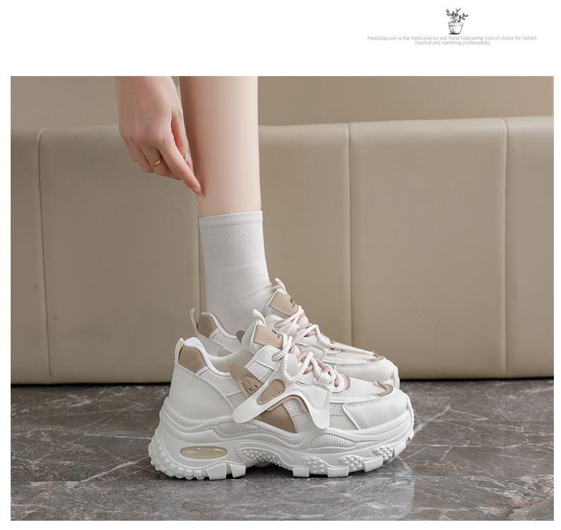 Spring and summer girls' double mesh thick soled dad shoes