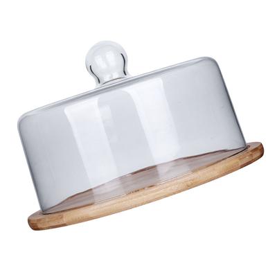 1 Set Kristallklare Glasglocke mit Tablett Schutzabdeckung für Lebensmittel Kuchen Dessert Ausstellungsständer Halter Geschenkbox Tasche