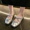 Fashionable and Comfortable Shoes Women Summer Outside Wear Bow Mary Jane Shoes Flat Bottom Square Head Single Shoes