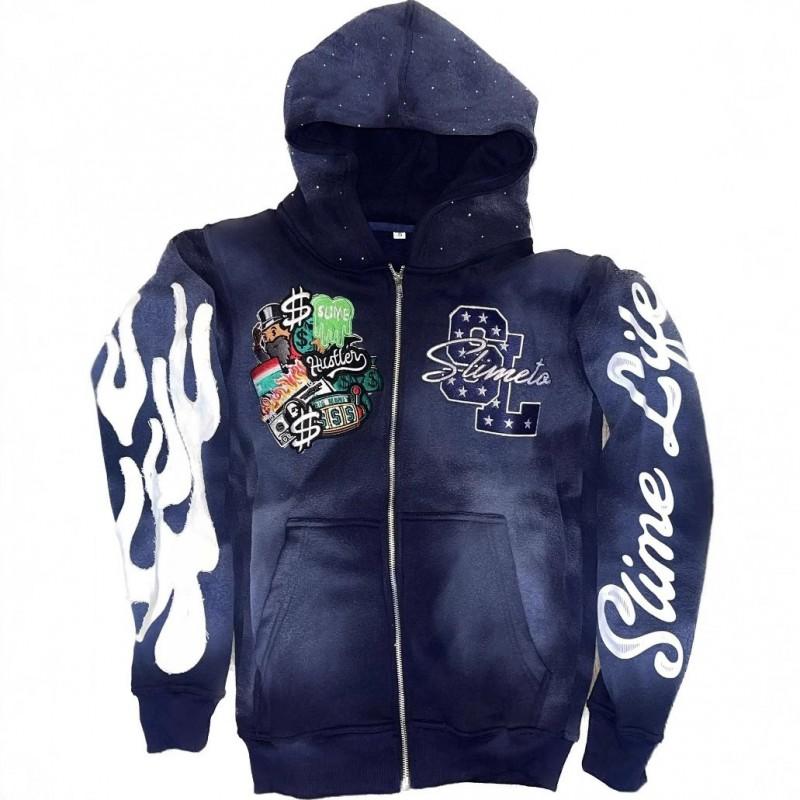 Y2K Streetwear Camo Print Zip Hoodie Loose Fit Casual Sweatshirt Teens