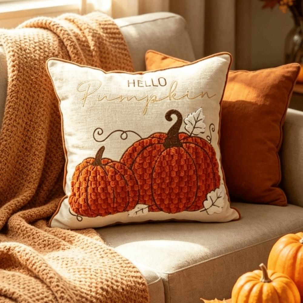 Chenille Throw Pillow Covers Maple Leaves Halloween Pillowcase Pillow Protectors Seasonal Decor