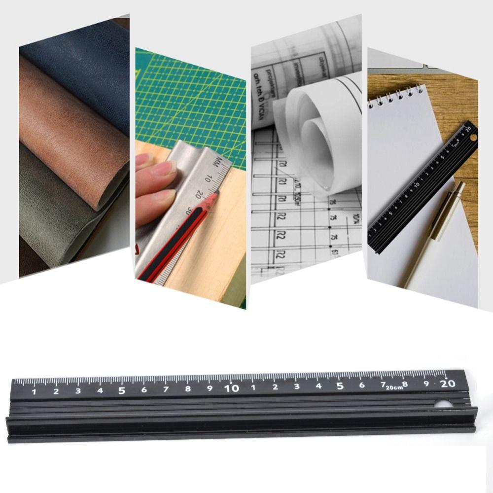 Aluminum Alloy Safety Ruler with Guard 30cm Drafting Ruler  for Crafts and Office Use